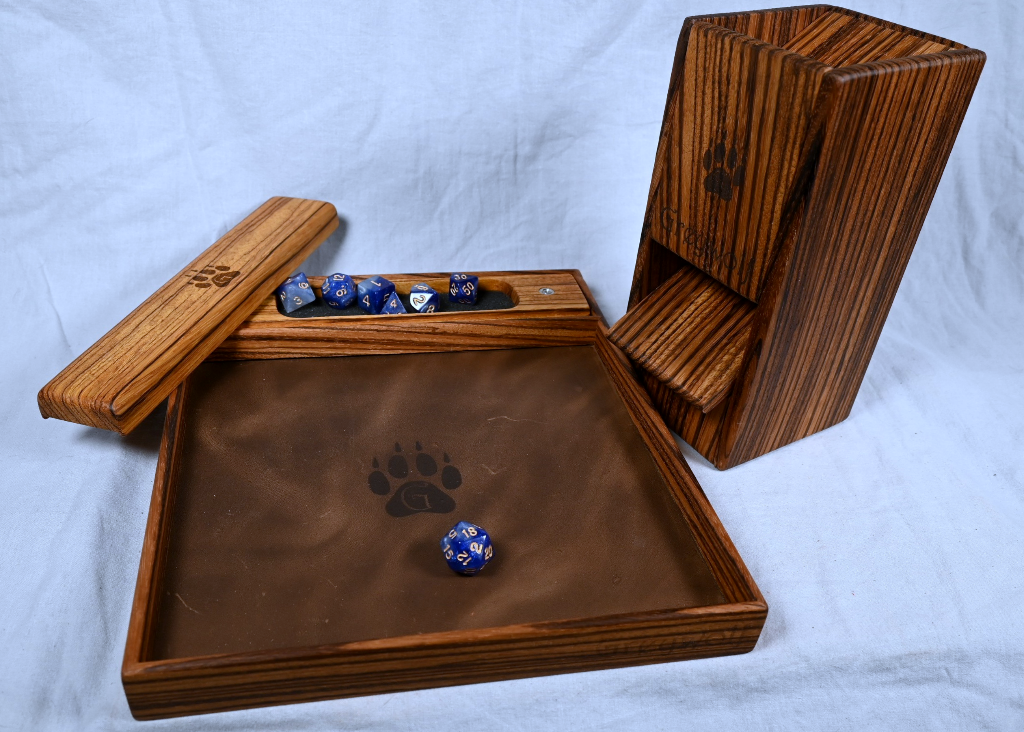 Collapsible Dice Tower - Zebra Wood